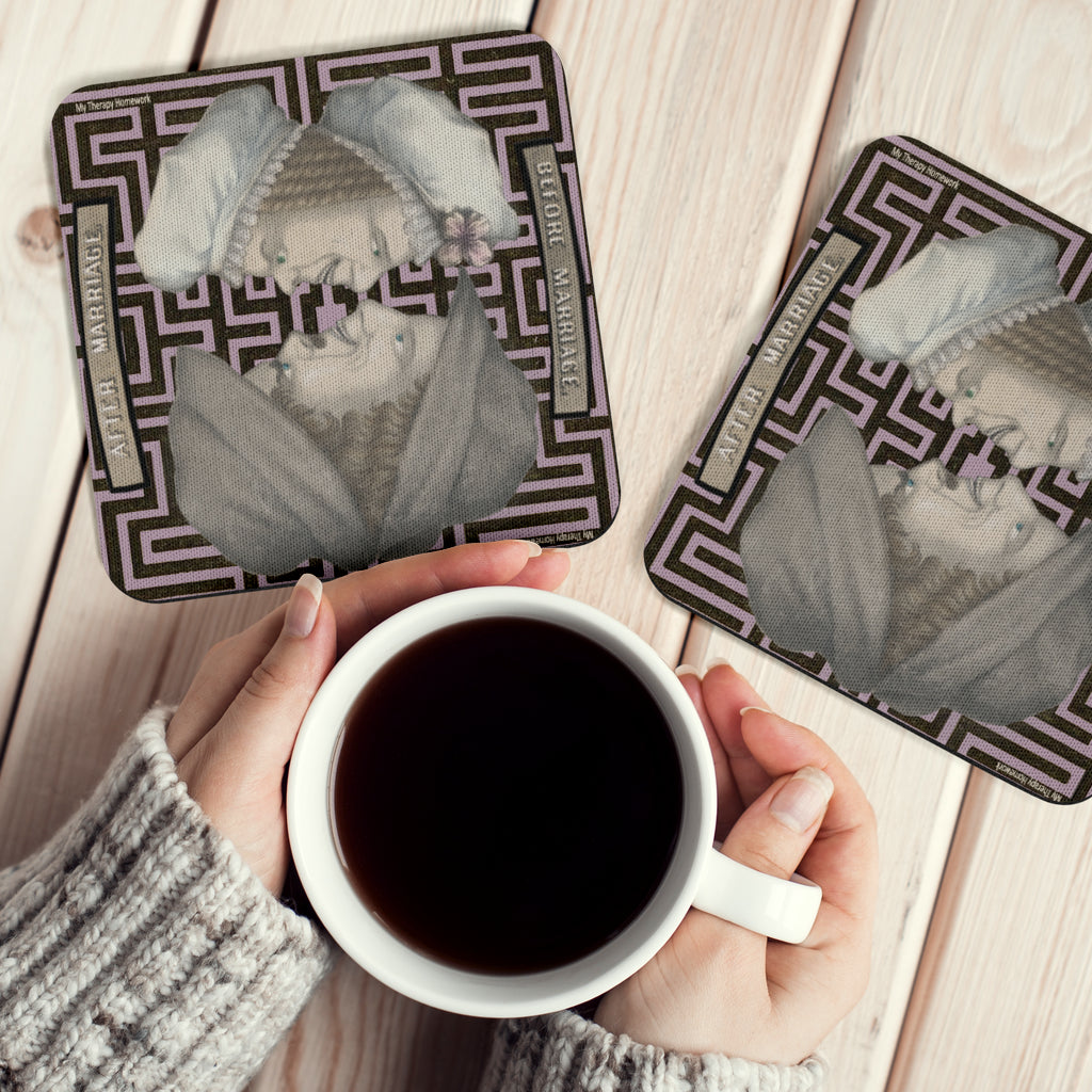 Before Marriage After Marriage Set of 6 Coasters
