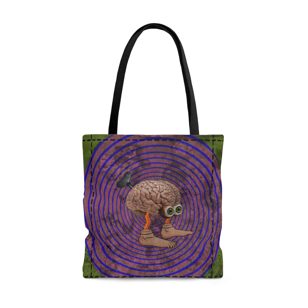 Brain Wind Up Distressed Tote Bag