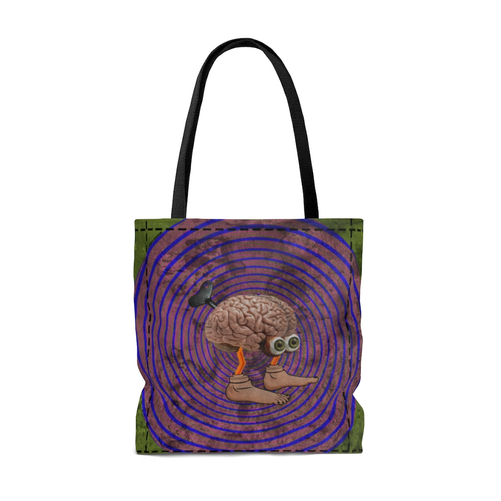 Brain Wind Up Distressed Tote Bag